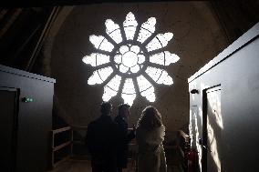 President Macron Visits Notre-Dame Cathedral One Week Before Its Reopening - Paris