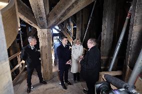 President Macron Visits Notre-Dame Cathedral One Week Before Its Reopening - Paris