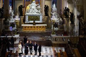 President Macron Visits Notre-Dame Cathedral One Week Before Its Reopening - Paris