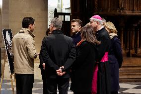 President Macron Visits Notre-Dame Cathedral One Week Before Its Reopening - Paris