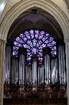 President Macron Visits Notre-Dame Cathedral One Week Before Its Reopening - Paris