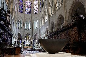 President Macron Visits Notre-Dame Cathedral One Week Before Its Reopening - Paris