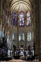 President Macron Visits Notre-Dame Cathedral One Week Before Its Reopening - Paris