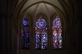 President Macron Visits Notre-Dame Cathedral One Week Before Its Reopening - Paris