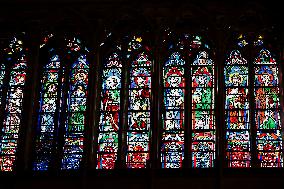 President Macron Visits Notre-Dame Cathedral One Week Before Its Reopening - Paris