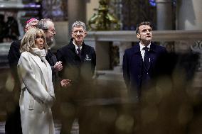 President Macron Visits Notre-Dame Cathedral One Week Before Its Reopening - Paris