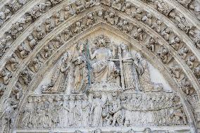 President Macron Visits Notre-Dame Cathedral One Week Before Its Reopening - Paris