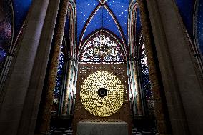 President Macron Visits Notre-Dame Cathedral One Week Before Its Reopening - Paris