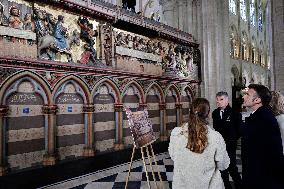 President Macron Visits Notre-Dame Cathedral One Week Before Its Reopening - Paris