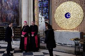 President Macron Visits Notre-Dame Cathedral One Week Before Its Reopening - Paris