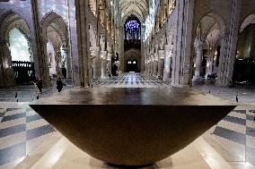 President Macron Visits Notre-Dame Cathedral One Week Before Its Reopening - Paris