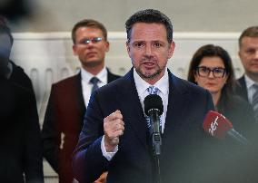 Rafal Trzaskowski At The Union Of Polish Metropolises Press Conference