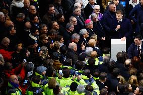 President Macron Visits Notre-Dame Cathedral One Week Before Its Reopening - Paris