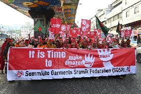 Garments Workers Protest Against Amazon Company In Dhaka, Bangladesh.