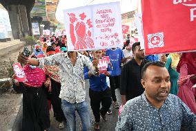 Garments Workers Protest Against Amazon Company In Dhaka, Bangladesh.