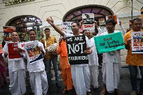 Bangladesh-Hindu Priest Arrest Protest In India