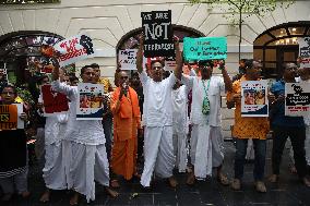 Bangladesh-Hindu Priest Arrest Protest In India