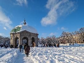 Snow-covered Hofgarten In Munich