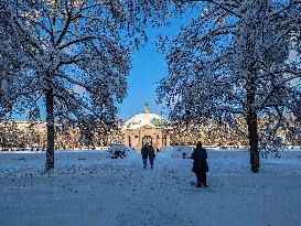 Snow-covered Hofgarten In Munich