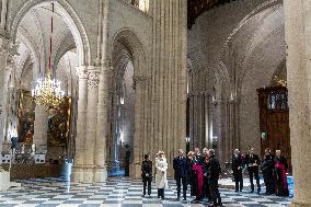 President Macron Visits Notre-Dame Cathedral One Week Before Its Reopening - Paris