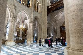 President Macron Visits Notre-Dame Cathedral One Week Before Its Reopening - Paris