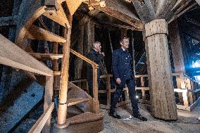 President Macron Visits Notre-Dame Cathedral One Week Before Its Reopening - Paris