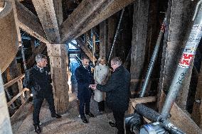 President Macron Visits Notre-Dame Cathedral One Week Before Its Reopening - Paris