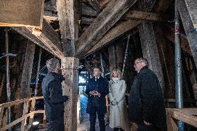 President Macron Visits Notre-Dame Cathedral One Week Before Its Reopening - Paris