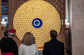 President Macron Visits Notre-Dame Cathedral One Week Before Its Reopening - Paris