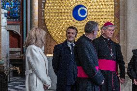 President Macron Visits Notre-Dame Cathedral One Week Before Its Reopening - Paris