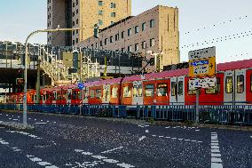 Suburban Train Station In Frankfurt Trade Fair Grounds