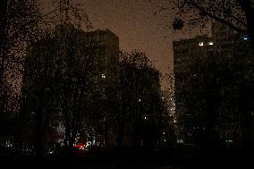 Blackout Caused By Russian Missile Attacks On Ukraine's Energy Infrastructure In Kyiv