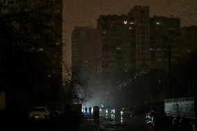 Blackout Caused By Russian Missile Attacks On Ukraine's Energy Infrastructure In Kyiv