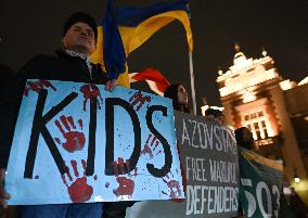 Protest In Support Of Ukraine In Krakow Continues