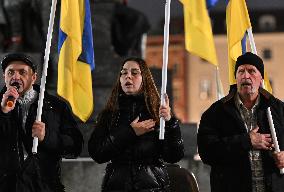 Protest In Support Of Ukraine In Krakow Continues