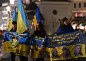 Protest In Support Of Ukraine In Krakow Continues