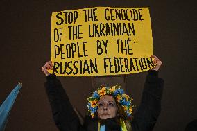 Protest In Support Of Ukraine In Krakow Continues