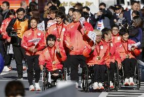 Japan's Paris Olympians, Paralympians parade in Tokyo