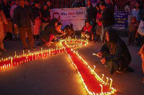 Candlelight Vigil On The Eve Of AIDS Day In Nepal