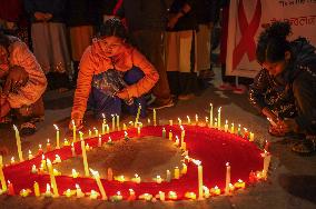 Candlelight Vigil On The Eve Of AIDS Day In Nepal