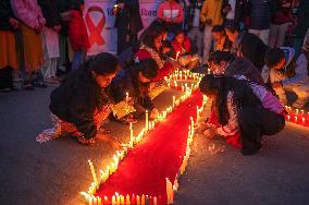 Candlelight Vigil On The Eve Of AIDS Day In Nepal