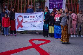 Candlelight Vigil On The Eve Of AIDS Day In Nepal