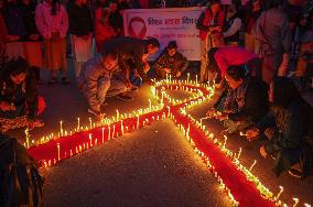 Candlelight Vigil On The Eve Of AIDS Day In Nepal