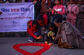 Candlelight Vigil On The Eve Of AIDS Day In Nepal