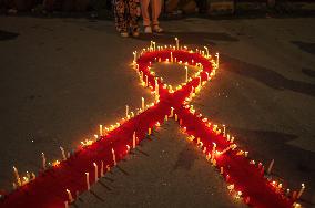 Candlelight Vigil On The Eve Of AIDS Day In Nepal