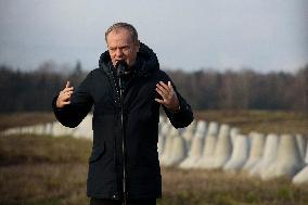 Polish PM Visits First Stage Of The 'East Shield' Near Border With Russia.