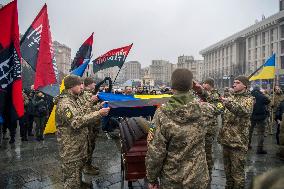 Funeral Ceremony For Ukrainian Serviceman And A Founder Of FC Obolon's Ultras Movement Pavlo Vedybida