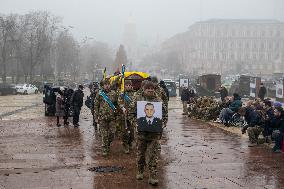 Funeral Ceremony For Ukrainian Serviceman And A Founder Of FC Obolon's Ultras Movement Pavlo Vedybida