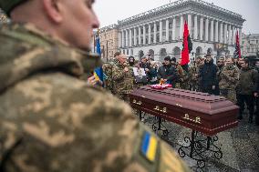 Funeral Ceremony For Ukrainian Serviceman And A Founder Of FC Obolon's Ultras Movement Pavlo Vedybida