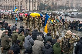 Funeral Ceremony For Ukrainian Serviceman And A Founder Of FC Obolon's Ultras Movement Pavlo Vedybida